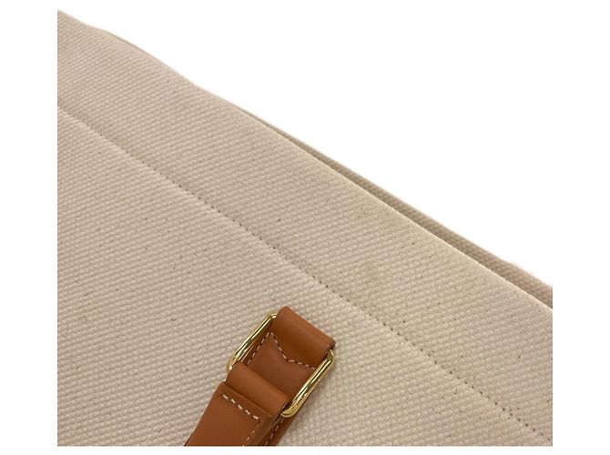 Céline Celine Horizontal Canvas Cabas Handtasche Braun Weiß - Ansicht 16