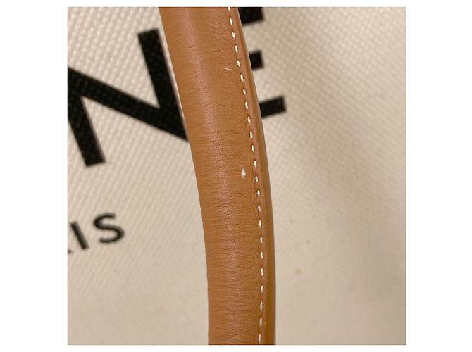 Céline Celine Horizontal Canvas Cabas Handtasche Braun Weiß - Ansicht 17