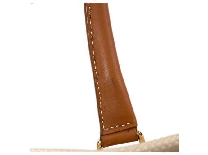 Céline Celine Horizontal Canvas Cabas Handtasche Braun Weiß - Ansicht 18