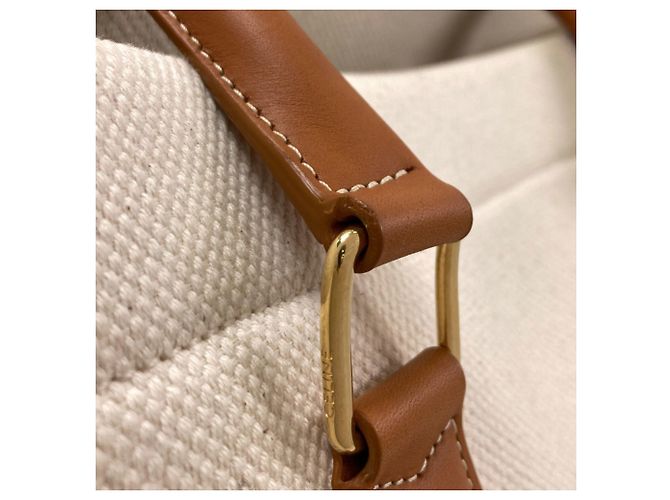 Céline Celine Horizontal Canvas Cabas Handtasche Braun Weiß - Ansicht 20