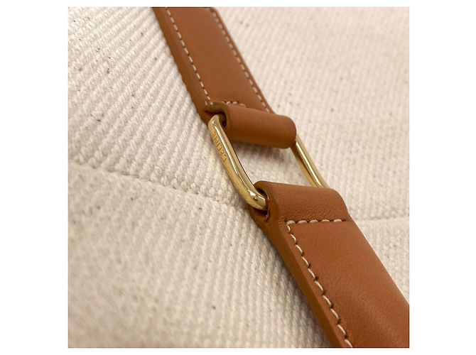 Céline Celine Horizontal Canvas Cabas Handtasche Braun Weiß - Ansicht 21