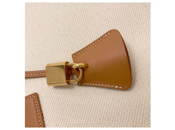 Céline Celine Horizontal Canvas Cabas Handtasche Braun Weiß - Ansicht 22