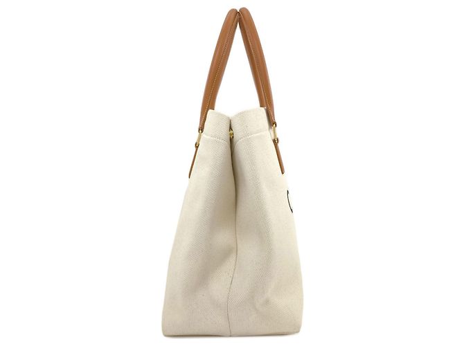 Céline Celine Horizontal Canvas Cabas Handtasche Braun Weiß - Ansicht 3