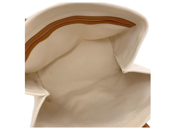 Céline Celine Horizontal Canvas Cabas Handtasche Braun Weiß - Ansicht 5