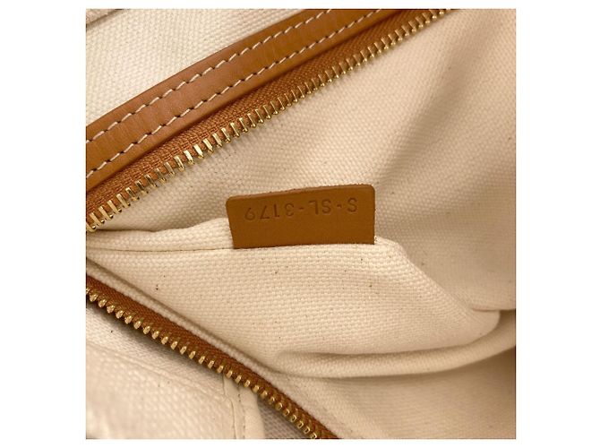 Céline Celine Horizontal Canvas Cabas Handtasche Braun Weiß - Ansicht 6