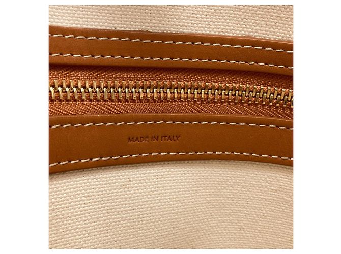 Céline Celine Horizontal Canvas Cabas Handtasche Braun Weiß - Ansicht 7