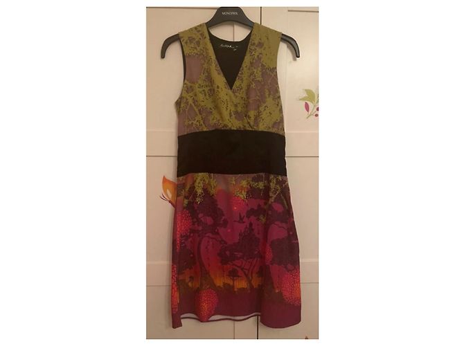Autre Marque Anatopik Sommerkleid mit Print Braun Rot Grün Lila - Ansicht 2