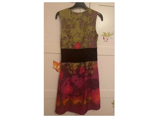 Autre Marque Anatopik Sommerkleid mit Print Braun Rot Grün Lila - Ansicht 3