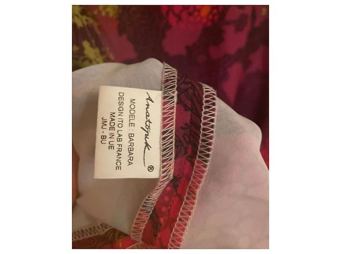 Autre Marque Anatopik Sommerkleid mit Print Braun Rot Grün Lila - Ansicht 4