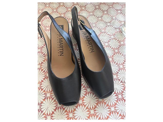 JB Martin Black Leather Open-Toe Sandals - view 2