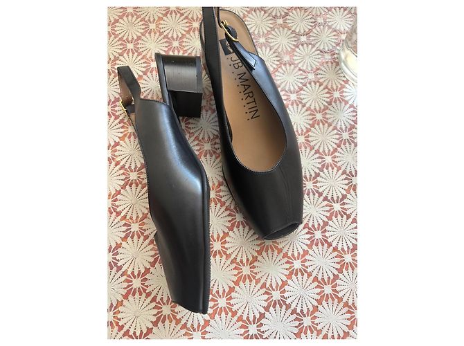 JB Martin Black Leather Open-Toe Sandals - view 3