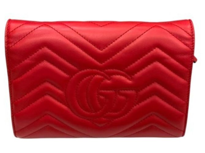Gucci GG Marmont 474575 Long Wallet Chain Shoulder Rosso - vista 2
