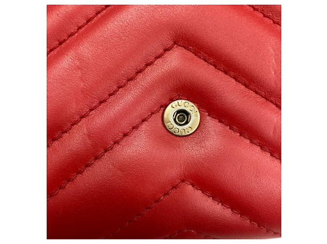 Gucci GG Marmont 474575 Long Wallet Chain Shoulder Rosso - vista 9