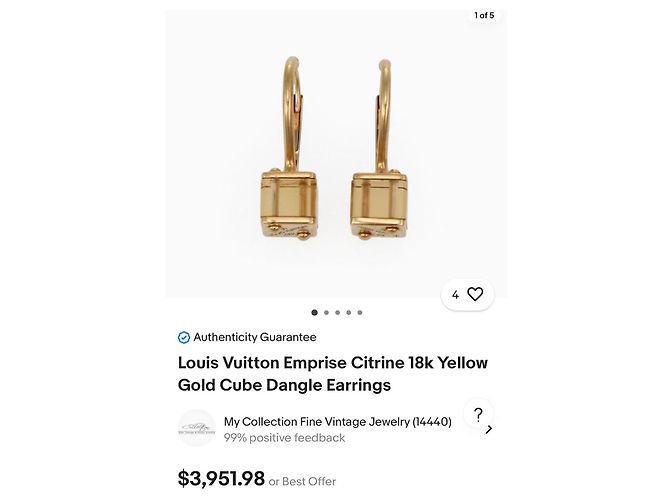 Orecchini Louis Vuitton Emprise Citrino Oro Giallo 18K D'oro - vista 4