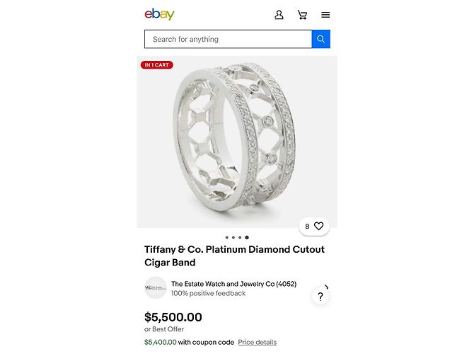 Tiffany & Co. Platin-Diamantring Cutout Cigar Band Silber - Ansicht 3