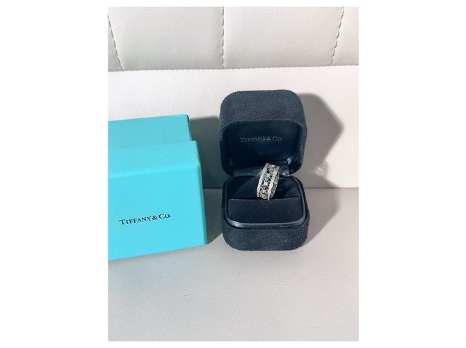 Tiffany & Co. Platin-Diamantring Cutout Cigar Band Silber - Ansicht 5