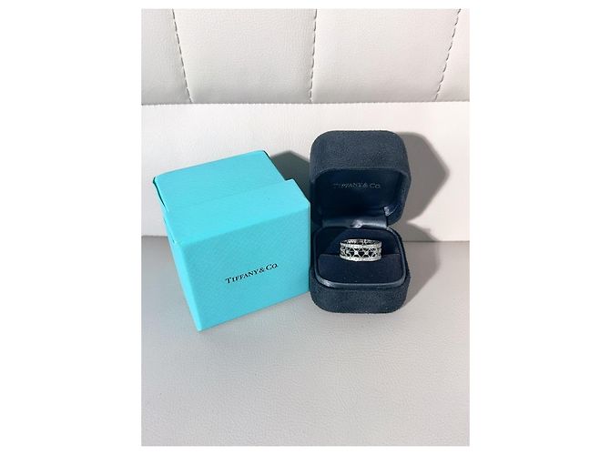 Tiffany & Co. Platin-Diamantring Cutout Cigar Band Silber - Ansicht 7