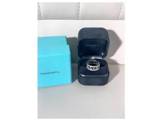 Tiffany & Co. Platin-Diamantring Cutout Cigar Band Silber - Ansicht 9