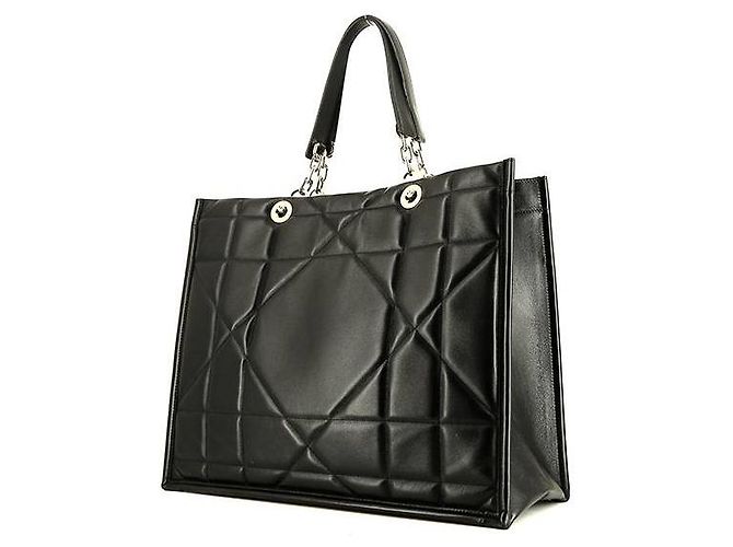 Tote Christian Dior Essential Archicannage Quilt in pelle di vitello Large Nero - vista 2