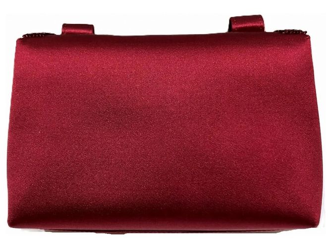 Bolso de hombro Chanel en satén color burdeos y pedrería - vista 2