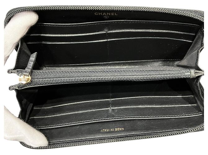 Chanel Long Wallet aus schwarzem Lammleder - view 3