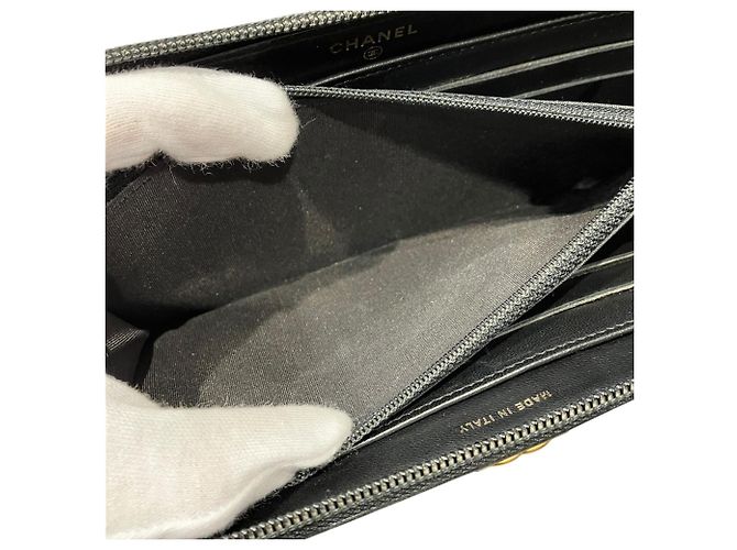 Chanel Long Wallet aus schwarzem Lammleder - view 6
