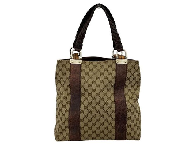 Borsa Tote Gucci Bamboo Marrone Beige - vista 2