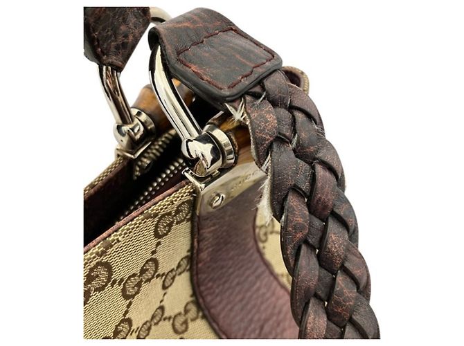 Borsa Tote Gucci Bamboo Marrone Beige - vista 8