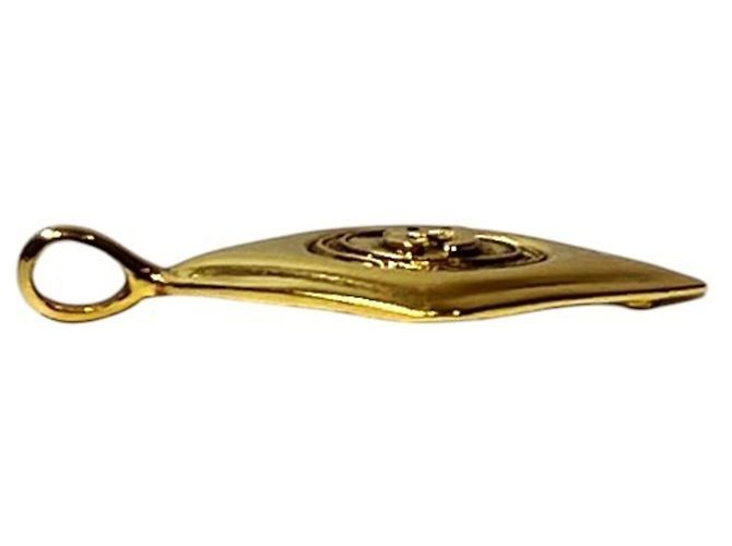Colar com pingente vintage Chanel Coco Mark Dourado - vista 9