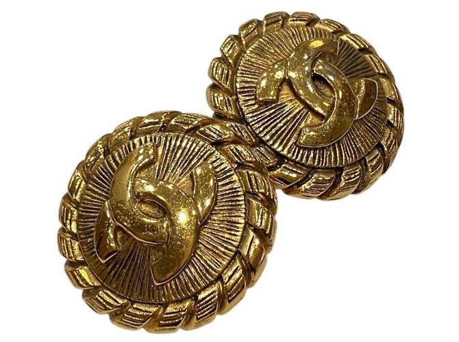 Orecchini a clip Vintage Chanel Coco Mark Gold D'oro - vista 9