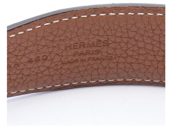 Hermès Hermes H-Storie Noir Gold Reversible Belt Brown Black Silvery - view 4