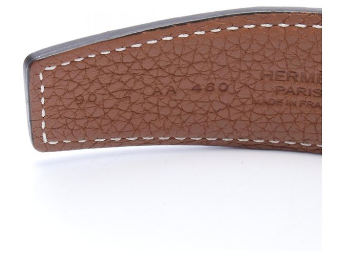 Hermès Hermes H-Storie Noir Gold Reversible Belt Brown Black Silvery - view 5