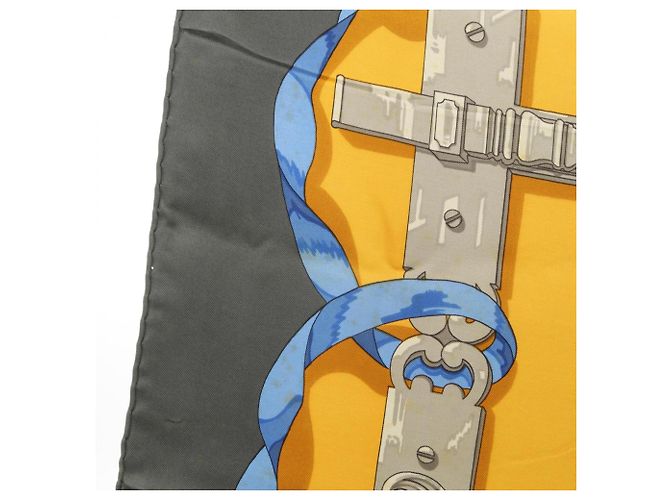 Foulard Hermès Carre 90 Ferronnerie Marrone Blu Giallo - vista 5