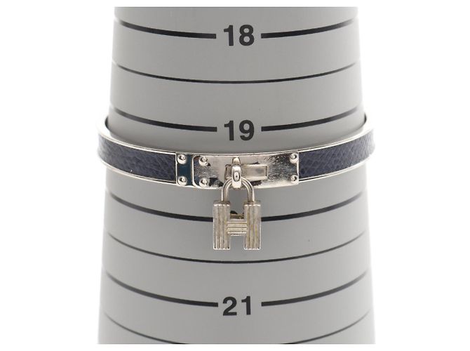 Bracciale Hermès Kelly Blu Navy e Argento Pelle Acciaio - vista 4