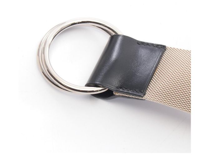 Hermès Hermes Gürtel Double Ring Schwarz Silber Beige - Ansicht 2