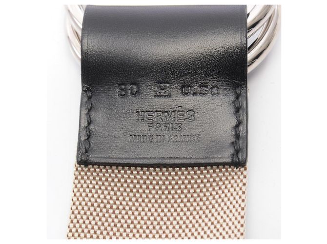 Hermès Hermes Gürtel Double Ring Schwarz Silber Beige - Ansicht 4