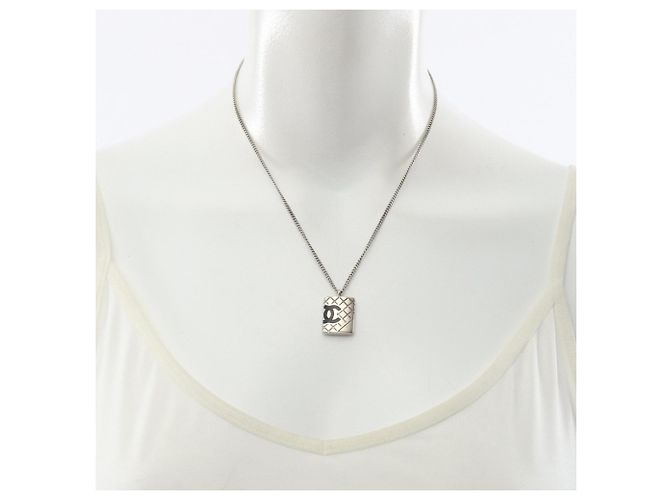 Collier Chanel Cambon Line Noir Argenté - vue 6
