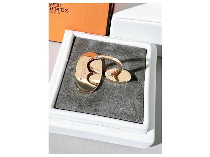 Anello Hermès Chaine d'Ancre Verso in Oro Rosa e Ceramica Bianca Bianco - vista 5