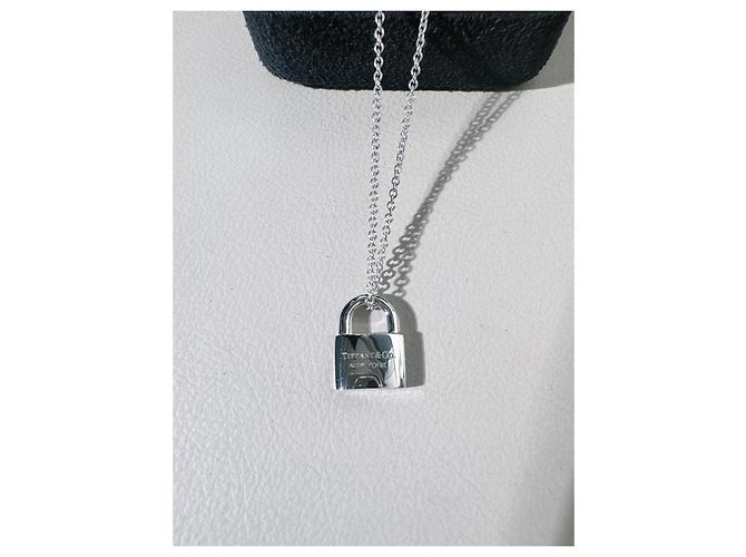 Tiffany & Co. Padlock Halskette aus Weißgold und Diamanten Silber - Ansicht 4