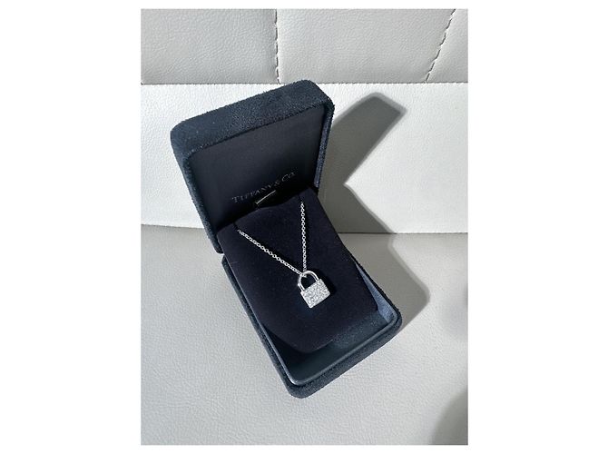 Tiffany & Co. Padlock Halskette aus Weißgold und Diamanten Silber - Ansicht 5