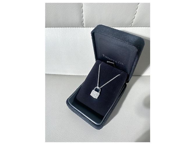 Tiffany & Co. Padlock Halskette aus Weißgold und Diamanten Silber - Ansicht 6