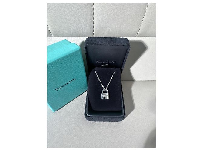 Tiffany & Co. Padlock Halskette aus Weißgold und Diamanten Silber - Ansicht 7
