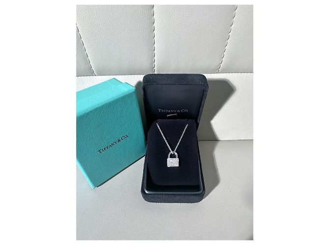 Tiffany & Co. Padlock Halskette aus Weißgold und Diamanten Silber - Ansicht 8
