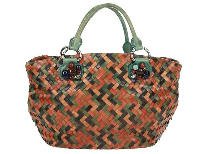 Miu Miu Chain Handle Pleated Leather Multicolore - vista 2