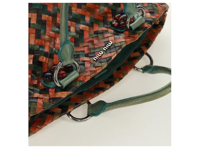 Miu Miu Chain Handle Pleated Leather Multicolore - vista 6