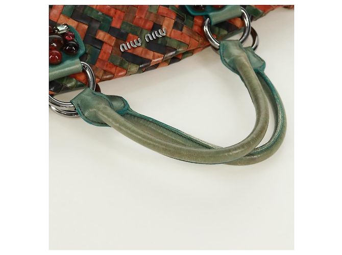 Miu Miu Chain Handle Pleated Leather Multicolore - vista 7