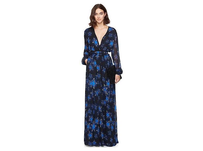 Roberto Cavalli Maxikleid mit Sternenprint Schwarz Blau - Ansicht 2