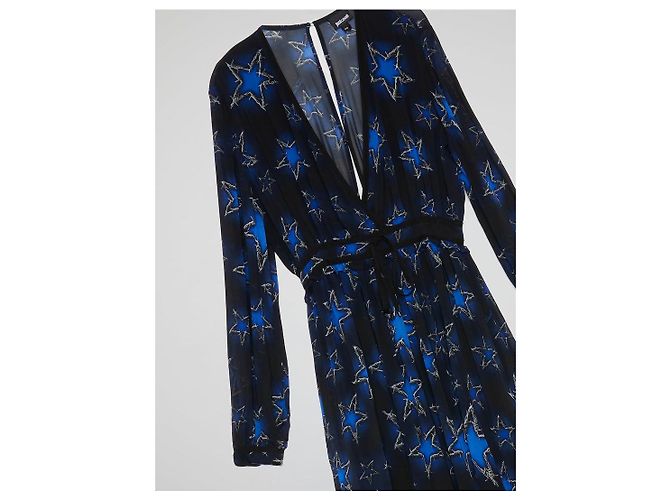 Roberto Cavalli Maxikleid mit Sternenprint Schwarz Blau - Ansicht 3