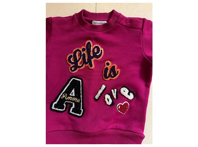 Dolce & Gabbana Kids 'Life is Amore' bestickter Sweatshirt Pink - Ansicht 8