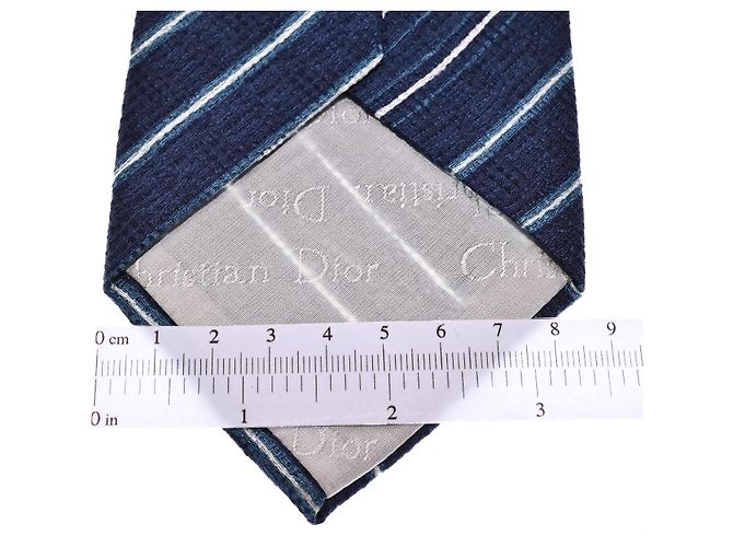Cravatta in seta a righe Christian Dior Blu - vista 2